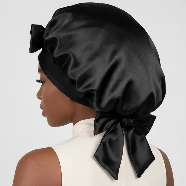 Sleeping Silk Bonnet With Tie Band Women Satin Bonnet Double Layer Satin Lined Hair Bonnet Curly Hair Sleeping Caps Night Cap - gallery 1