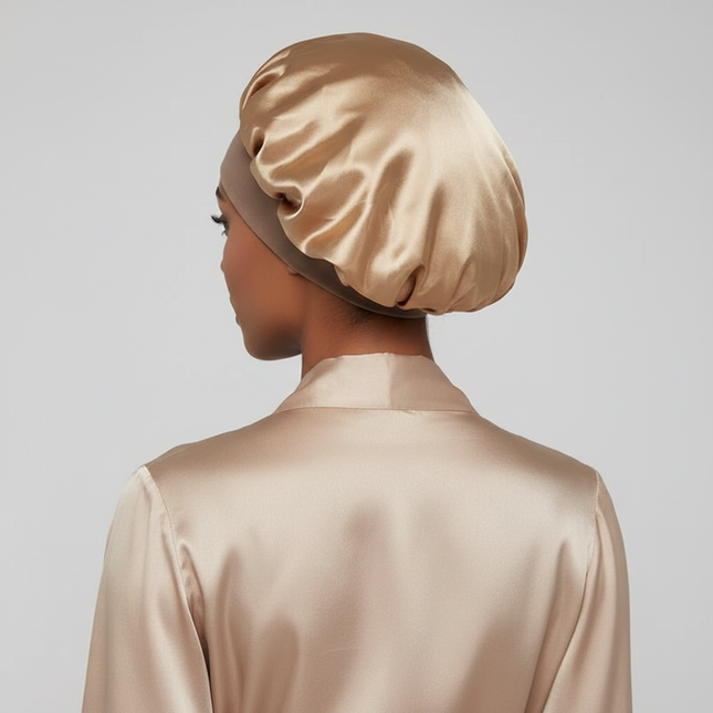 Women Satin Bonnet Hair Bonnet for Sleeping Hair Care Silk Bonnets Solid Wide-brimmed Sleeping Hat with Elastic Soft Band - gallery 1