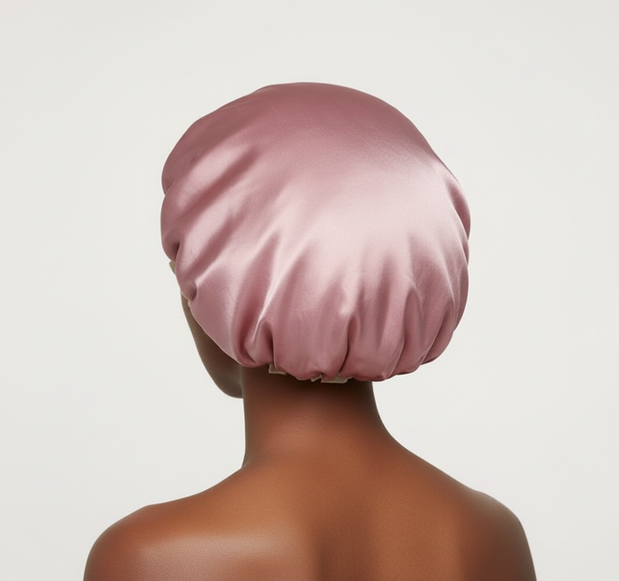 25cm Double Layer Waterproof Bath Hat Satin Cloth Shower Cap Round Dot Shower Hair Cover Women Supplies Hair Salon Bathing Caps - gallery 1