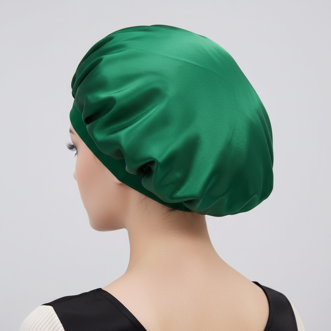 Unisex Imitation Silk Sleeping Hat Black Wine Navy Elastic Narrow Head Satin Bonnet Night Sleeping Shower Cap Hair Styling Tool - gallery 1