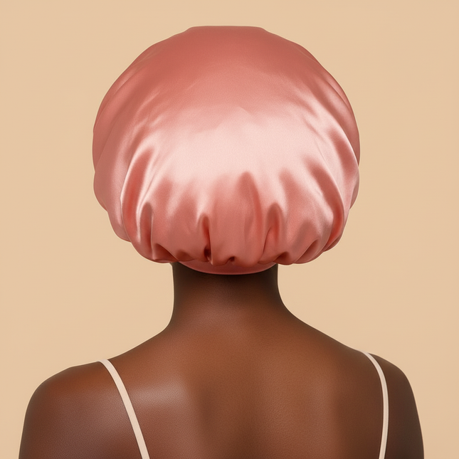 1pc Women's Solid Color Satin Wide-Brimmed Shower Cap, Suitable For Daily Use Silk Bonnet Satin Bonnet - gallery 1