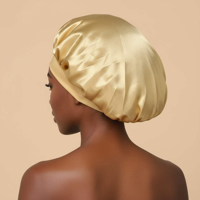 1pc Women's Solid Color Satin Wide-Brimmed Shower Cap, Suitable For Daily Use Silk Bonnet Satin Bonnet - gallery 1