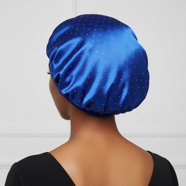 Elegant Wide Band Satin Sleep Hat Soft Adjustable Elasticity Salon Headwrap Rhinestone Decorated Makeup Headband Hair Care - gallery 1