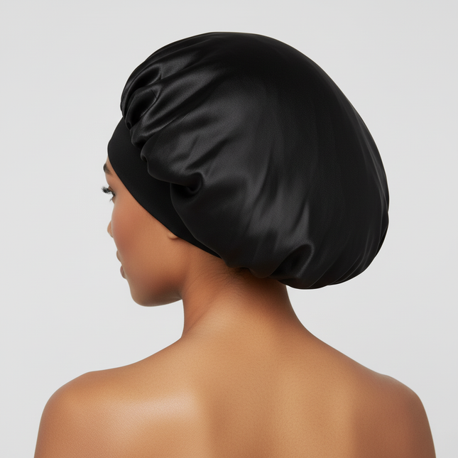 Women Satin Bonnet Hair Bonnet for Sleeping Hair Care Silk Bonnets Solid Wide-brimmed Sleeping Hat with Elastic Soft Band - gallery 1