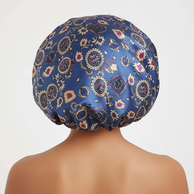 New Women's Extra Large Hair Cap For Sleeping African Printed Satin Cap Elastic Night Turban Artificial Silk Chemo Bonnet - gallery 1