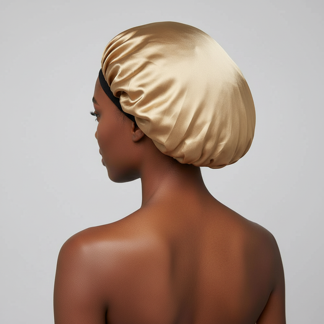 Sleep Bonnet Large Size Black Slim Band Elastic Shiny Headwear Soft Women Long Curly Hair Wrap Satin Hat Sleeping Home Supplies - gallery 1