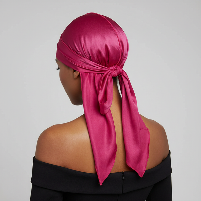Men's Silk Durag Bonnet Bandana Silky Du Rag Doo Rag Long Tail Waves Cap - gallery 1