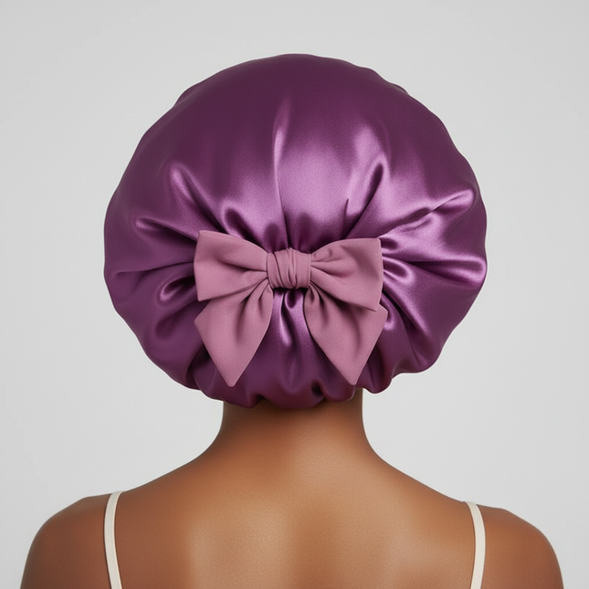 Women Satin Bonnet Solid Sleeping Hat Stretchy Tie Band Elastic Night Shower Cap Adjustable Hair Head Cover Bonnet for Women - gallery 1
