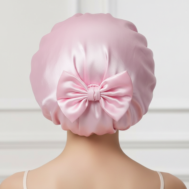 Women Satin Bonnet Solid Sleeping Hat Stretchy Tie Band Elastic Night Shower Cap Adjustable Hair Head Cover Bonnet for Women - gallery 1