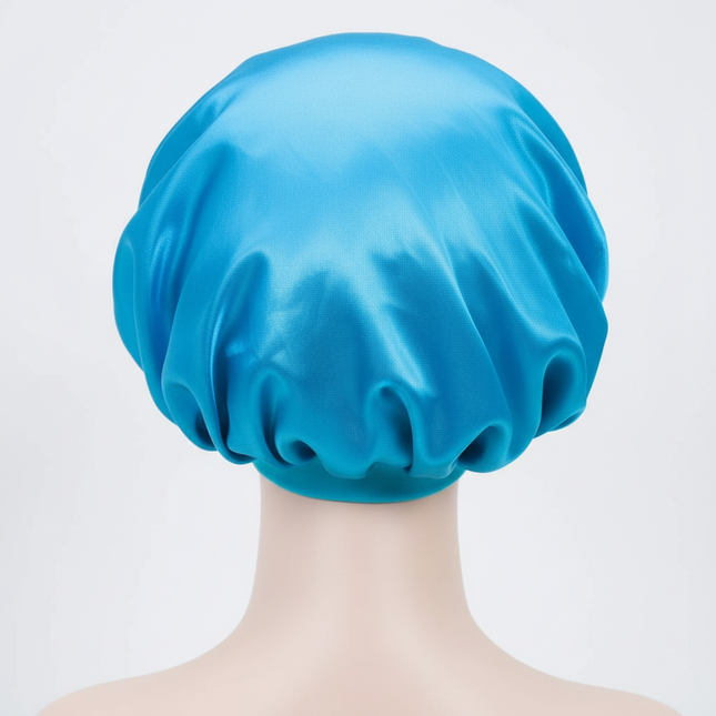 Unisex Imitation Silk Sleeping Hat Black Wine Navy Elastic Narrow Head Satin Bonnet Night Sleeping Shower Cap Hair Styling Tool - gallery 1