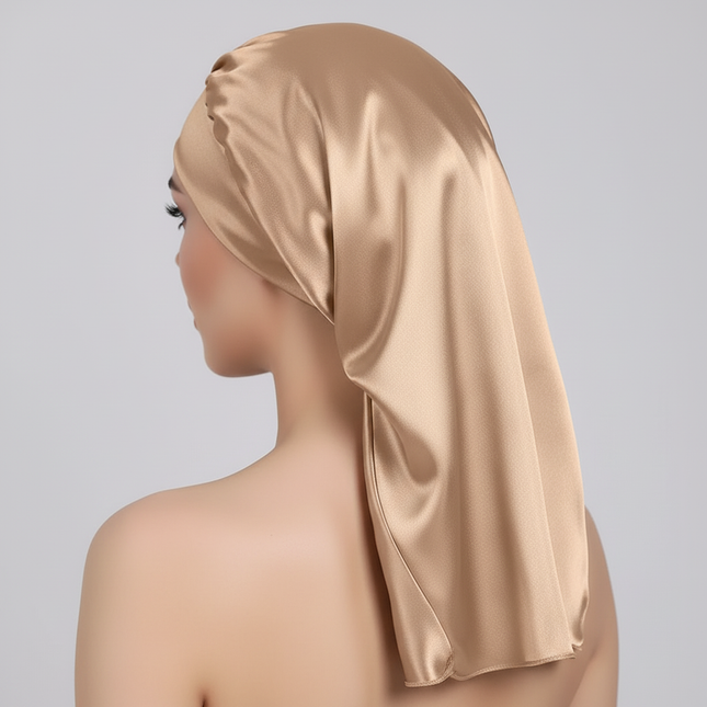 Long Satin Bonnet Sleep Cap Silk Sleeping Cap With Wide Elastic Band Loose Night Hat For Women Braids Curly Hair Natural Hair - gallery 1