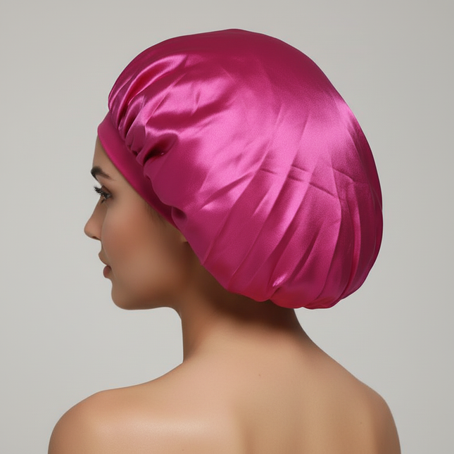 New Women Oversized Silky Hair Soft Elegant Bonnet Solid Color Satin Bonnet Sleeping Night Cap Elastic Shower Bath Hats - gallery 1