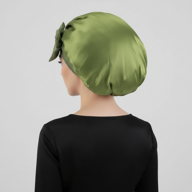 Women Satin Bonnet Solid Sleeping Hat Stretchy Tie Band Elastic Night Shower Cap Adjustable Hair Head Cover Bonnet for Women - gallery 1