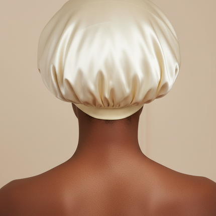 1pc Women's Solid Color Satin Wide-Brimmed Shower Cap, Suitable For Daily Use Silk Bonnet Satin Bonnet - gallery 1