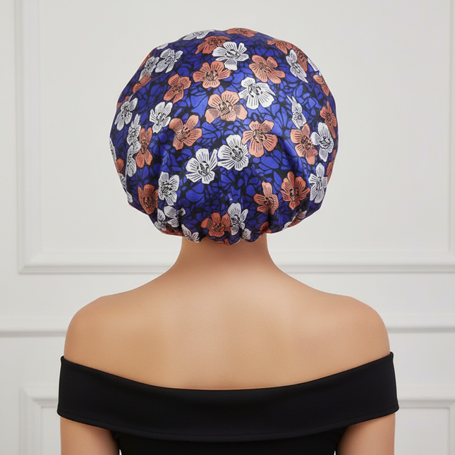 New Women's Extra Large Hair Cap For Sleeping African Printed Satin Cap Elastic Night Turban Artificial Silk Chemo Bonnet - gallery 1