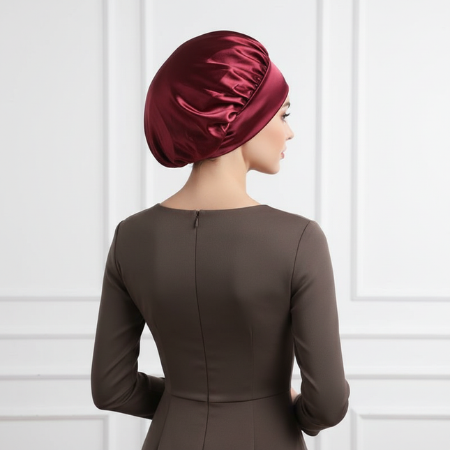 1PC Satin Sleeping Hat Night Sleep Hair Care Bonnet Nightcap Extra Satin Silky Shower Caps Sleep Cap with Premium Elastic Band - gallery 1