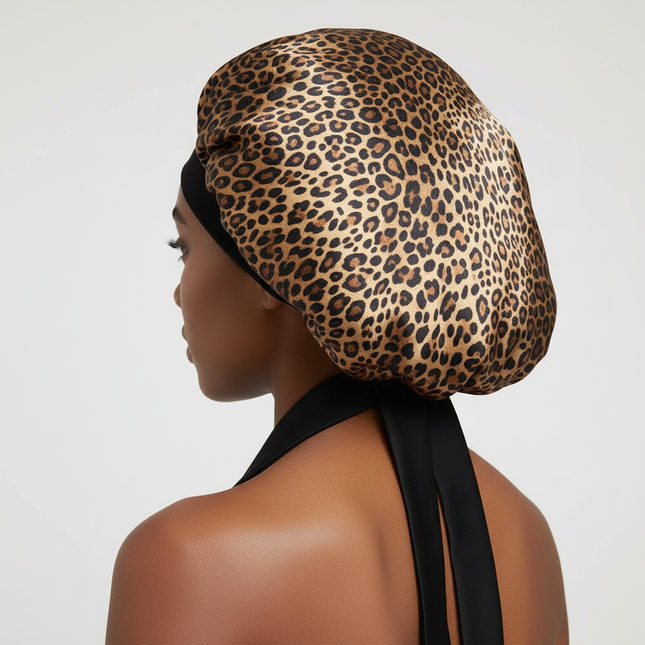 Patterned Satin Silk Sleep Bonnet for Women Long Curly Hair | Adjustable Tie Night Cap Maternity Hair Care Anti-Frizz - gallery 1