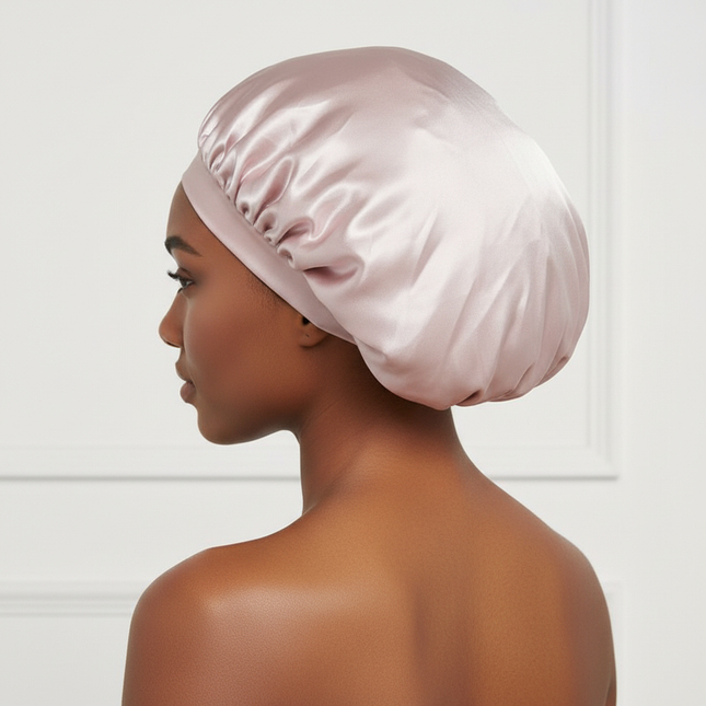 Black Simulated Silk Dry Hair Cap for Women with Long Hair, Absorbent Polyester Fiber Dry Hair Elastic Satin Hair Cap Shower Cap - gallery 1