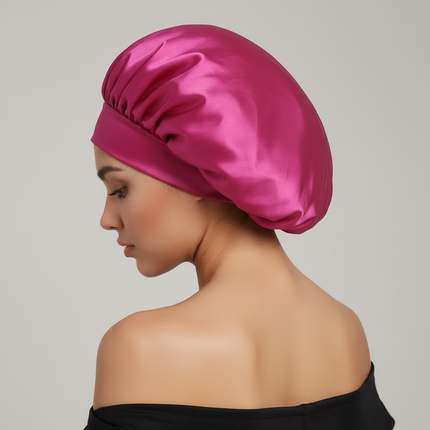 New Women Satin Solid Sleeping Hat Silky Bonnets With Tie Bands Elastic Shower Cap Adjustable Cap For Curly Hair Bonnets - gallery 1