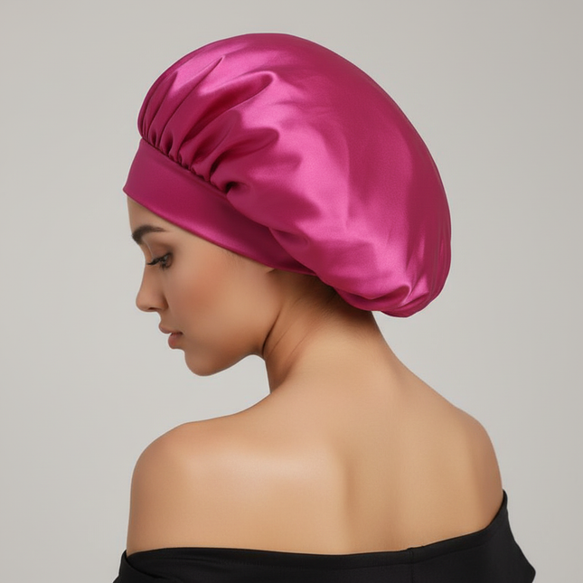 New Women Satin Solid Sleeping Hat Silky Bonnets With Tie Bands Elastic Shower Cap Adjustable Cap For Curly Hair Bonnets - gallery 1