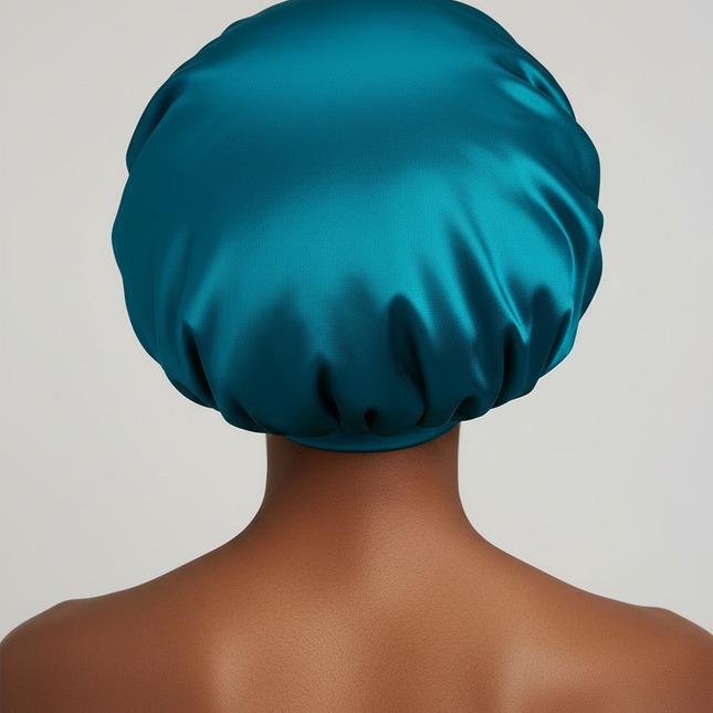 1pc Women's Solid Color Satin Wide-Brimmed Shower Cap, Suitable For Daily Use Silk Bonnet Satin Bonnet - gallery 1