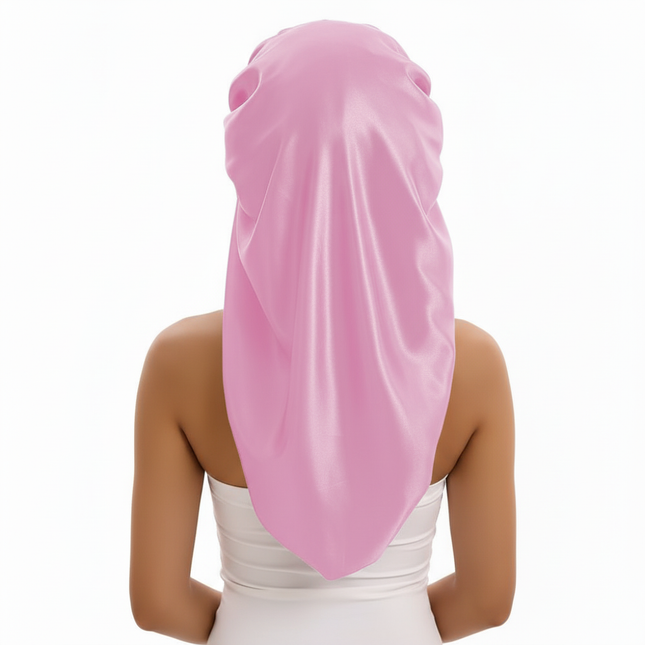 1/2/3pcs Satin Sleep Caps with Ribbon Tie - Black & Pink, Polyester Night Hats for Long Hair, Casual and Stylish Design - gallery 1
