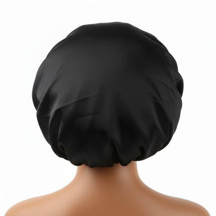 Normal adult sized Head Wrap Elastic Band Bonnet sleep cap Satin Silky Bonnet Sleep Black Pink color choice - gallery 1