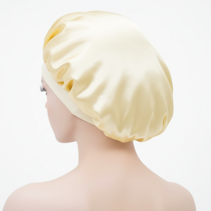 Unisex Imitation Silk Sleeping Hat Black Wine Navy Elastic Narrow Head Satin Bonnet Night Sleeping Shower Cap Hair Styling Tool - gallery 1