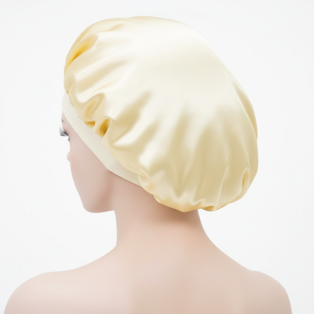 Unisex Imitation Silk Sleeping Hat Black Wine Navy Elastic Narrow Head Satin Bonnet Night Sleeping Shower Cap Hair Styling Tool - gallery 1