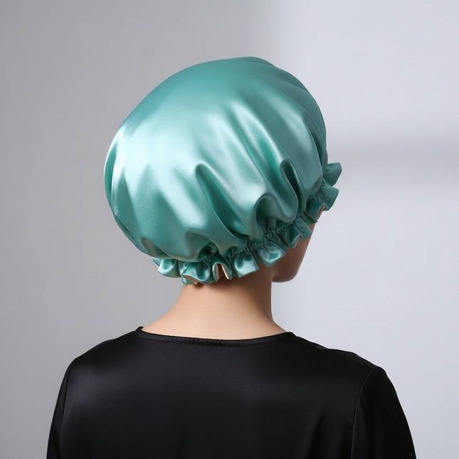 Lady Silk Night Sleep Hats Double Layer Head Cover Fashion Shower Cap Adjustable Silk Satin Bonnet For Women - gallery 1