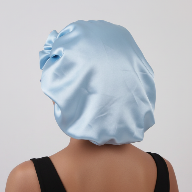 Double satin nightcap flanging wooden ear shower cap lace home hat Queen Lady Princess Hat - gallery 1