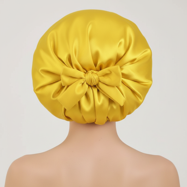 Women Satin Bonnet Solid Sleeping Hat Stretchy Tie Band Elastic Night Shower Cap Adjustable Hair Head Cover Bonnet for Women - gallery 1