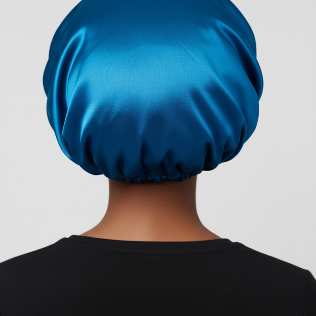1pc Women's Solid Color Satin Wide-Brimmed Shower Cap, Suitable For Daily Use Silk Bonnet Satin Bonnet - gallery 1