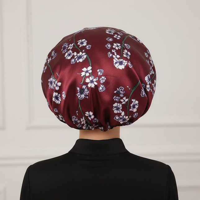 New Women's Extra Large Hair Cap For Sleeping African Printed Satin Cap Elastic Night Turban Artificial Silk Chemo Bonnet - gallery 1