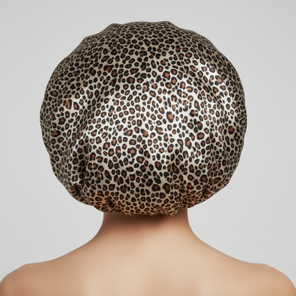 Black Simulated Silk Dry Hair Cap for Women with Long Hair, Absorbent Polyester Fiber Dry Hair Elastic Satin Hair Cap Shower Cap - gallery 1