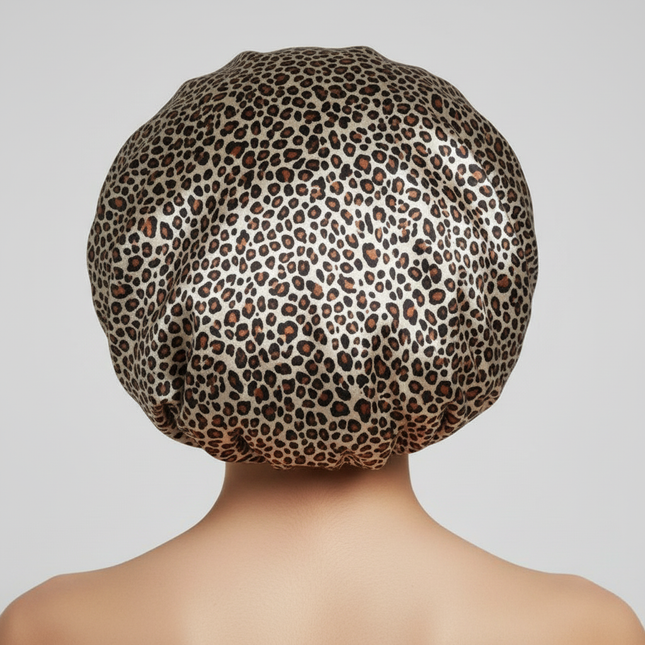 Black Simulated Silk Dry Hair Cap for Women with Long Hair, Absorbent Polyester Fiber Dry Hair Elastic Satin Hair Cap Shower Cap - gallery 1