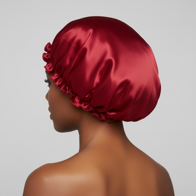 Adults Satin Nightcap Wide-brimmed Hair Loss Cap Solid Color Men Women Sleeping Cap - gallery 1