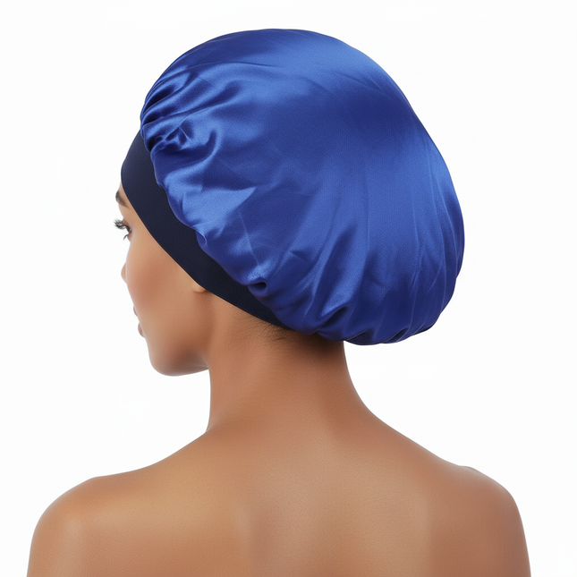 Women Satin Bonnet Hair Bonnet for Sleeping Hair Care Silk Bonnets Solid Wide-brimmed Sleeping Hat with Elastic Soft Band - gallery 1
