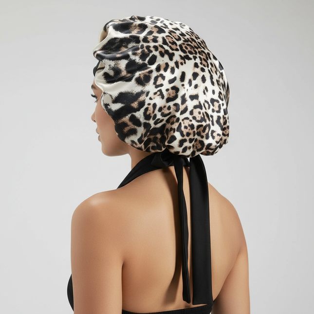 Patterned Satin Silk Sleep Bonnet for Women Long Curly Hair | Adjustable Tie Night Cap Maternity Hair Care Anti-Frizz - gallery 1