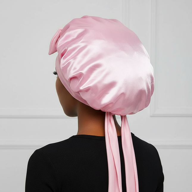 New Satin Sleeping Cap for Women Solid Wide Band Stretch Head Tie Silky Bonnet Edge Wrap Nightcap Hair Care Shower Head Cover - gallery 1