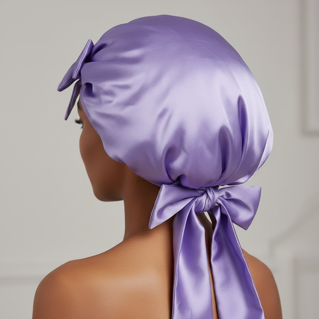 Women Satin Bonnet Solid Sleeping Hat Stretchy Tie Band Elastic Night Shower Cap Adjustable Hair Head Cover Bonnet for Women - gallery 1
