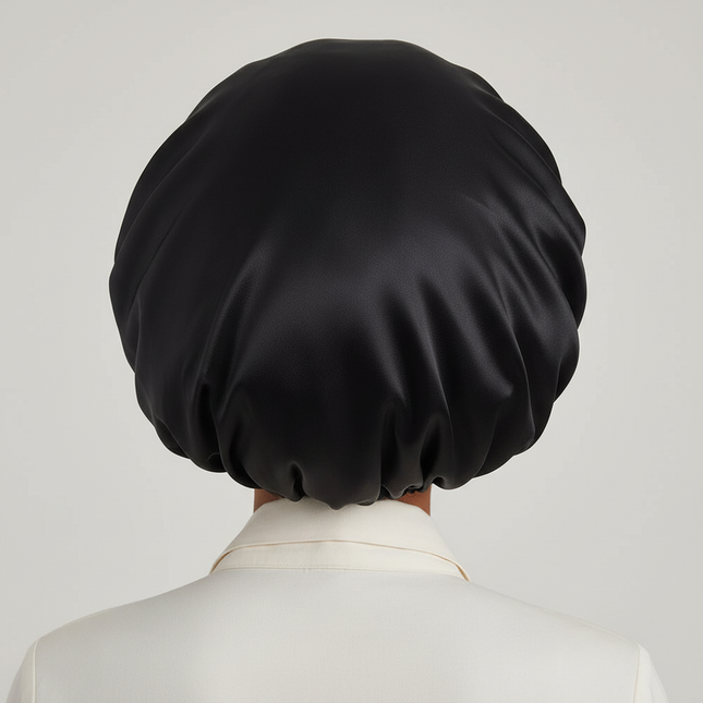 Sleep Bonnet Large Size Black Slim Band Elastic Shiny Headwear Soft Women Long Curly Hair Wrap Satin Hat Sleeping Home Supplies - gallery 1