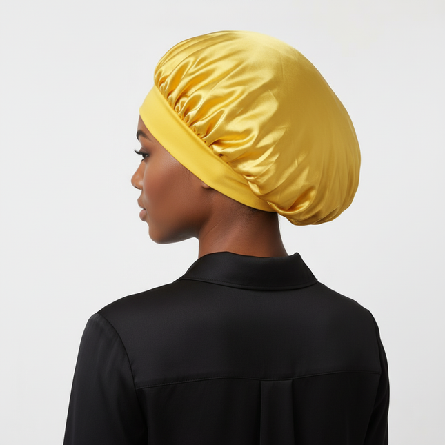 New Satin Wide Brim Nightcap Silky Bonnet Hair Wrap for Sleeping Sleep Cap With Elastic Soft Band Styling Cap Hair Wrapping Tool - gallery 1