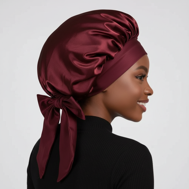 Sleeping Silk Bonnet With Tie Band Women Satin Bonnet Double Layer Satin Lined Hair Bonnet Curly Hair Sleeping Caps Night Cap - gallery 1