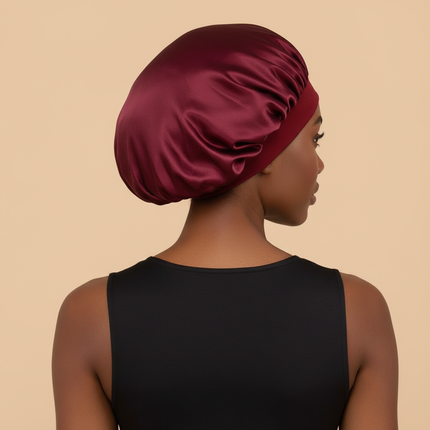 1pc Women's Solid Color Satin Wide-Brimmed Shower Cap, Suitable For Daily Use Silk Bonnet Satin Bonnet - gallery 1
