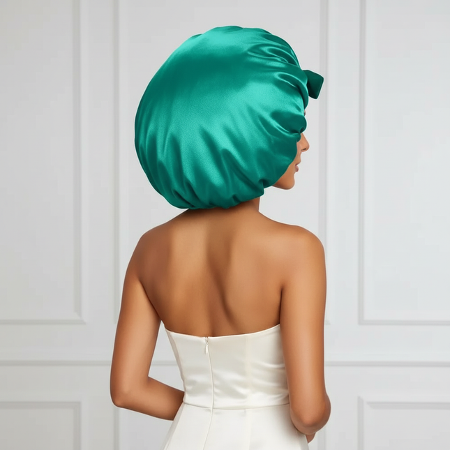 Women Satin Bonnet Solid Sleeping Hat Stretchy Tie Band Elastic Night Shower Cap Adjustable Hair Head Cover Bonnet for Women - gallery 1