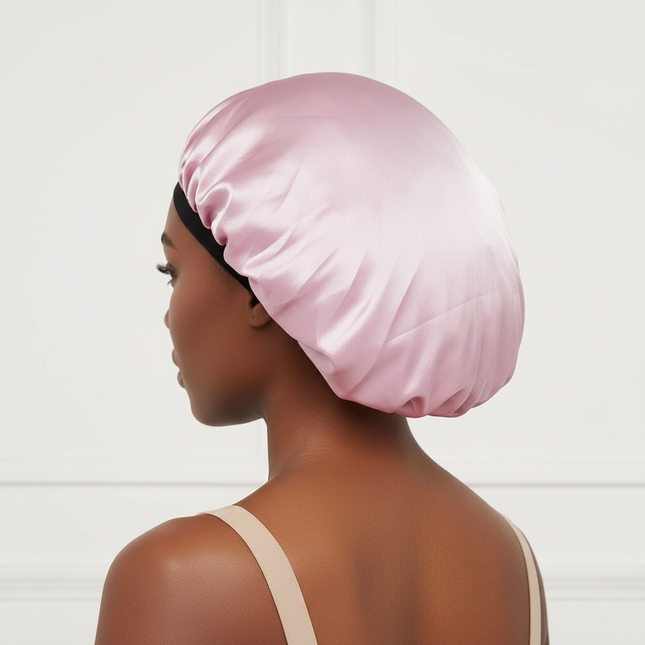 Sleep Bonnet Large Size Black Slim Band Elastic Shiny Headwear Soft Women Long Curly Hair Wrap Satin Hat Sleeping Home Supplies - gallery 1