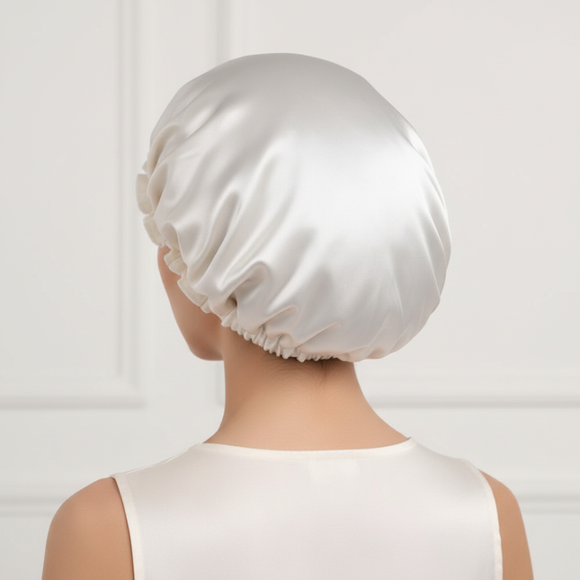 Adults Satin Nightcap Wide-brimmed Hair Loss Cap Solid Color Men Women Sleeping Cap - gallery 1