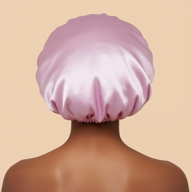 1pc Women's Solid Color Satin Wide-Brimmed Shower Cap, Suitable For Daily Use Silk Bonnet Satin Bonnet - gallery 1
