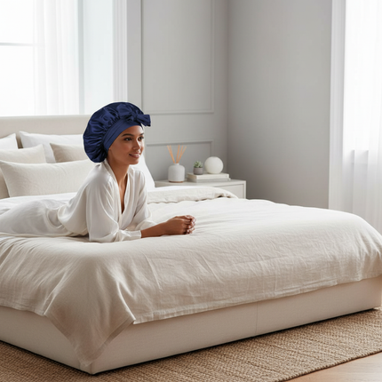 Satin Bonnet Silk Bonnet Adjustable Bonne For Sleeping Hair Bonnet With Tie Band Bonnets For Women Men - gallery 2